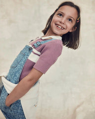 Girls Alphabet Denim Overalls - Light Wash