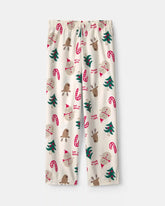 Kids Christmas Icon Fleece Loose Fit Pajama Bottoms - Cream