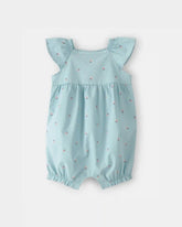 Baby Girl Ladybug Flutter-Sleeve Romper - Blue