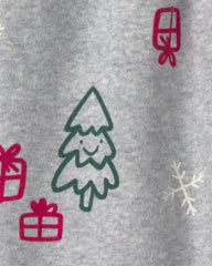 Toddler Boy 2-Piece Christmas Ski Fleece Top & Pant Set - Green/Grey