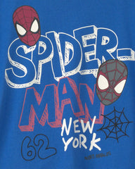 Toddler Boy 'New York' Embroidered ©Marvel Spider-Man Graphic Tee - Blue