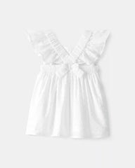 Baby Girl Swiss Dot Ruffle Dress - White