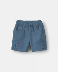 Toddler Boy Cargo Shorts with Zipper Pocket - Slate Blue