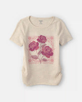 Girls 'Grow Wild Grow Free' Rose Floral Graphic Tee - Cream
