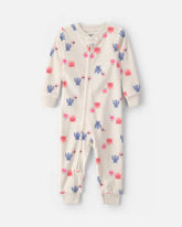 Baby Girl 1-Piece Monster 2-Way Zip DreamPlush Snug Fit Pajama - Cream