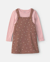 Toddler Girl Floral French Terry Long-Sleeve Dress Set - Pink/Brown