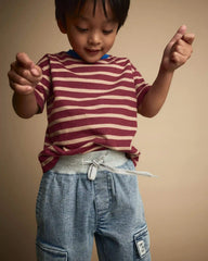 Toddler Boy Cargo Pant in Avenue Wash - Blue/Heather Grey