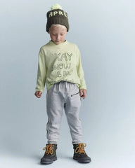 Toddler Snow Ball Fight!' Long-Sleeve Pocket Relaxed Graphic Tee - Lime