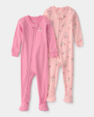Toddler Girl 2-Pack Strawberry Floral Snug Fit 1-Piece Pajama - Pink