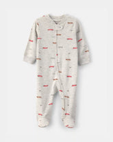 Baby Boy Race Car Cotton 2-Way Zip Sleep & Play Pajamas - Grey