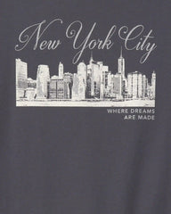 Girls 'New York City' Graphic Tee - Grey