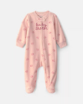 Baby Girl 'Baby Sister' Fleece 2-Way Zip Sleep & Play Pajamas - Pink