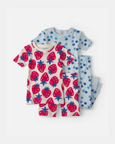 Baby Girl Fruit 100% Cotton 4-Piece Pajama Set - Red/Blue