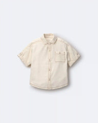 Toddler Boy Button-Down Short-Sleeve Shirt - Cream
