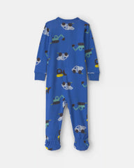 Toddler Boy 1-Piece Construction 100% Cotton Snug Fit Footed Pajama - Blue