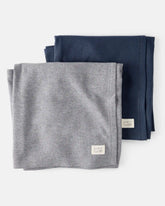Baby 2-Pack Waffle Knit Blankets - Grey/Navy
