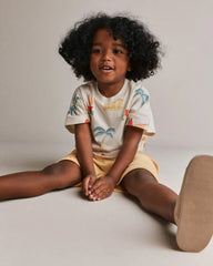 Toddler Dolman Tee in Sandcastle Print - Cream