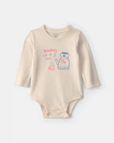 Baby Girl 'Grandma's Cup Of Tea' Long-Sleeve Graphic Bodysuit - Cream