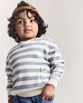 Toddler 'Hey!' Striped Otter Sweatshirtâ„¢ with Pockets - Blue/Cream