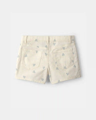 Girls Heart Denim Shorts - Ivory