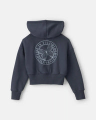 Girls 'Butterfly' Fleece Zip-Up Hoodie - Navy Blue