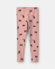Girls Cat Halloween Pull-On Stretch Leggings - Pink