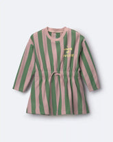 Toddler Girl Tie-Front Dress in Stripes - Mauve