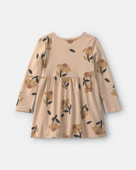 Toddler Girl Floral Long-Sleeve Dress - Tan