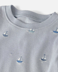 Toddler 2-Piece Organic Cotton Ribbed Pajama Set in Sail Away Print