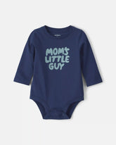 Baby Boy 'Mom's Little Guy' Long-Sleeve Graphic Bodysuit - Navy Blue