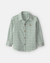 Toddler Boy Plaid Flannel Button-Down Shirt - Green/White