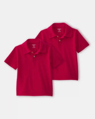 Toddler Boy 2-Pack Uniform Piqué Polo Shirts - Red