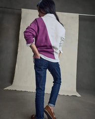 Girls 'Oshkosh Denim Co' French Terry Pullover Sweatshirt - Grey/Purple