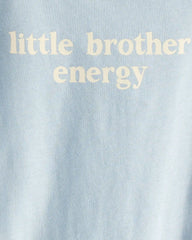 Baby Boy 'Little Brother Energy' Short-Sleeve Graphic Bodysuit - Blue