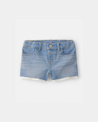 Toddler Girl Eyelet Trim Denim Shorts - Light Wash
