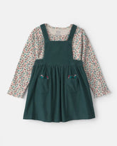 Toddler Girl 2-Piece Floral Corduroy Long-Sleeve Dress Set