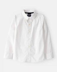 Boys Long Sleeve Button-Front Uniform Shirt - White