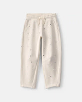 Girls Heart Fleece Barrel Pants - Cream