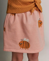 Toddler Girl Pull-On Skirt with Pockets in Bee Print - Light Pink