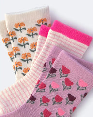 Toddler Girl 3-Pack Floral Crew Socks
