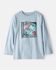 Boys Skateboard Long-Sleeve Graphic Tee - Blue