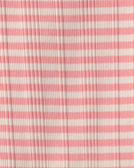 Girls Stripe Ribbed Tee - Pink