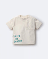 Toddler Boy 'Fueled By Snacks' Zipper Pocket Tee - Cream