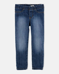 Girls Medium Wash Pull-On Skinny-Leg Jegging