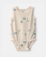 Baby Boy Beach Sleeveless Graphic Bodysuit - Ivory