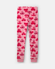 Girls 2-Piece Bows DreamPlush Snug Fit Pajama Set - Pink
