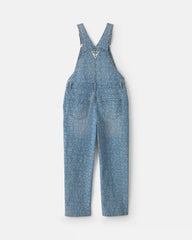 Girls Alphabet Denim Overalls - Light Wash