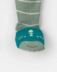 Toddler Boy 1-Piece Dino Striped 100% Cotton Snug Fit Footed Pajama - Green