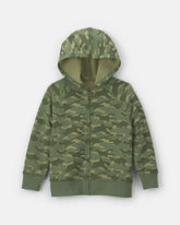 Boys Camo Zip-Up Hoodie - Green