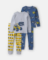Baby Boy 4-Piece Construction 100% Cotton Snug Fit Pajama Set - Blue
